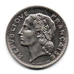 Pièce de Monnaie France 5 francs Lavrillier, nickel 1937 RARE R1