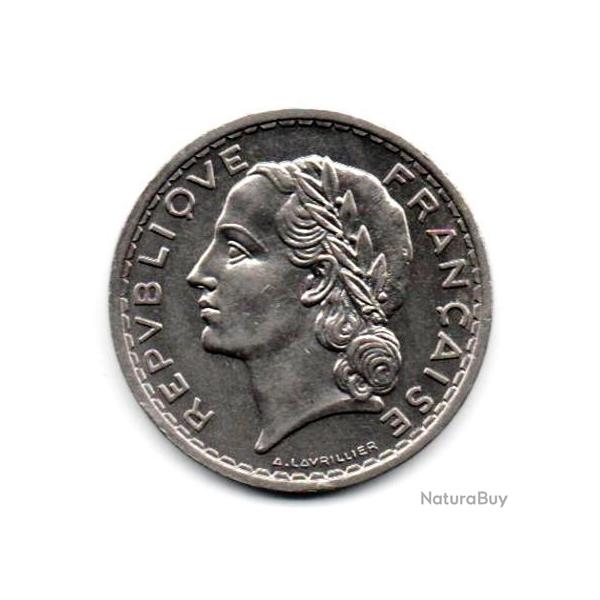 Pice de Monnaie France 5 francs Lavrillier, nickel 1937 RARE R1