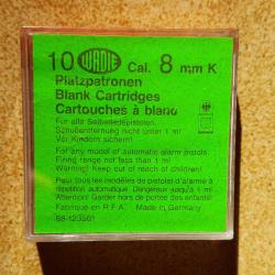 BOITE DE 10 CARTOUCHES A BLANC DE 8 MM K