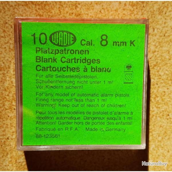 BOITE DE 10 CARTOUCHES A BLANC DE 8 MM K