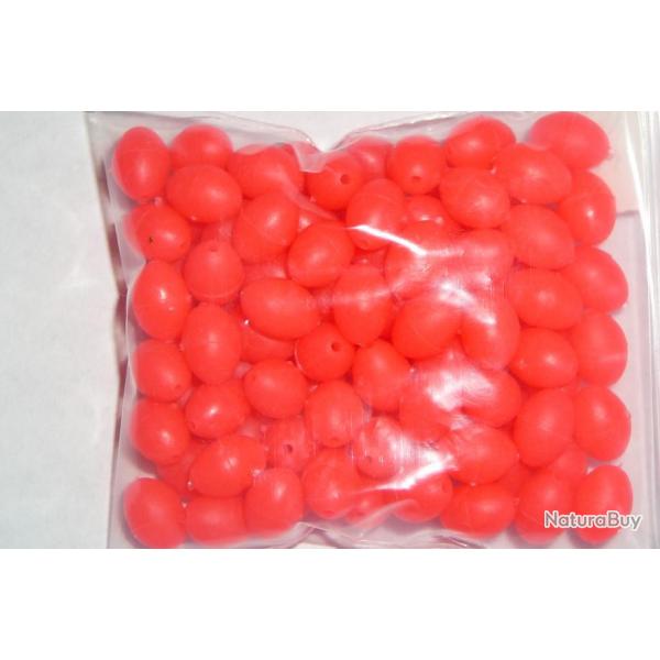 100  perles ovale  8 mm x 6 mm  rouge pour montage ligne peche en mer