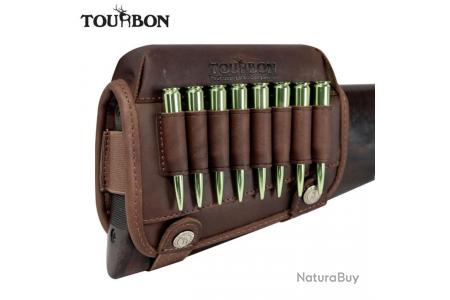 Tourbn Tourbon Support de munitions en cuir pour fusil à fusil avec trois coussinets repose-joues