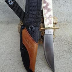 Couteau Poignard Bushcraft Marbles Cowboy Acier Carbone/Inox Manche Os Couleur Appaloosa MR318