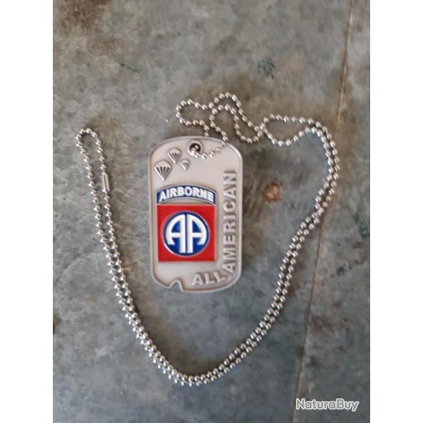 DOG-TAG DOUBLE FACE "82 EME AIRBORNE". CAMPAGNE D EUROPE.