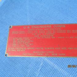 PLAQUE US ENGINEERS CORPS ww2 INGERSOLL rand co new york plate