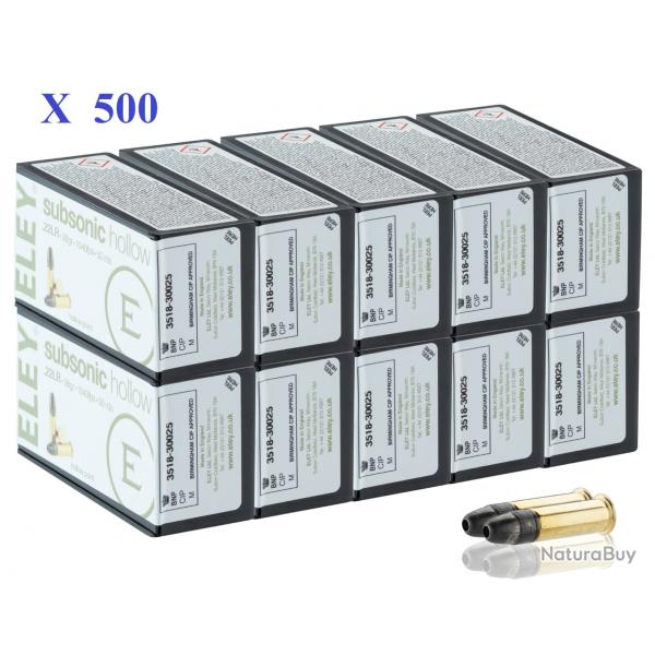 Cartouches 22LR ELEY  Subsonique  boite de 500 pour tir sportif