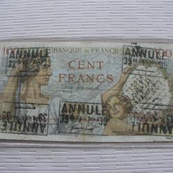 BILLET 100F SULLY TAMPONNE ANNULLE RARE