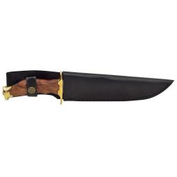 Dague de chasse léopard manche bois lame acier inox 21cm
