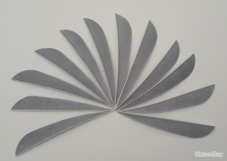 94 Plumes De Flèche 4 Pouces, 4 Ailes Gauche – Gris Parabolique Barré, Fabrication US