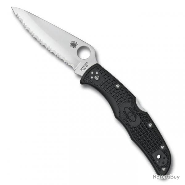 Couteau "Endura 4" VG-10 / nylon-fibre de verre noir, Tranchant dentel [Spyderco]