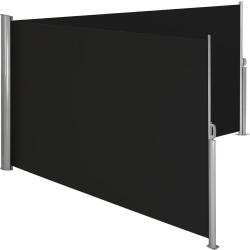 Auvent store latéral brise-vue paravent rétractable double noir 160 x 600 cm 2208135