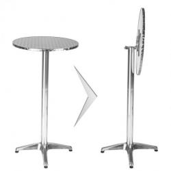 Mange debout aluminium diamètre table 60 cm diamètre pied 5,8 cm pliable hauteur réglable 74/114 cm