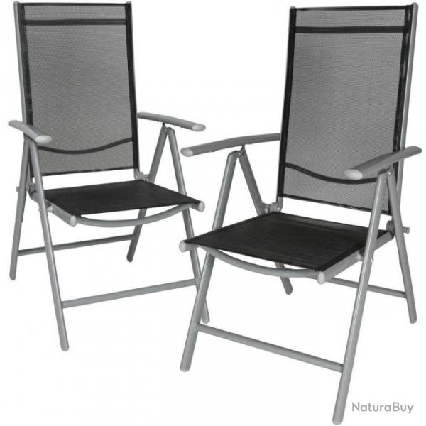 Lot de 2 chaises de jardin pliantes noir/gris 2208271