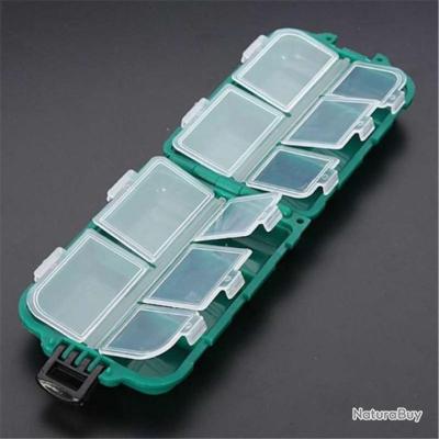 Boîte De Rangement Pêche 10 Compartiments - PVC Durable, Couvercle Double Verrou - Lot De 2 - 9,9 X 6,5 X 3 Cm