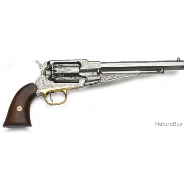 Revolver  Poudre Noire Pietta REMINGTON 1858 Nickel Grav Cal.44 3/4 Fois sans frais frais