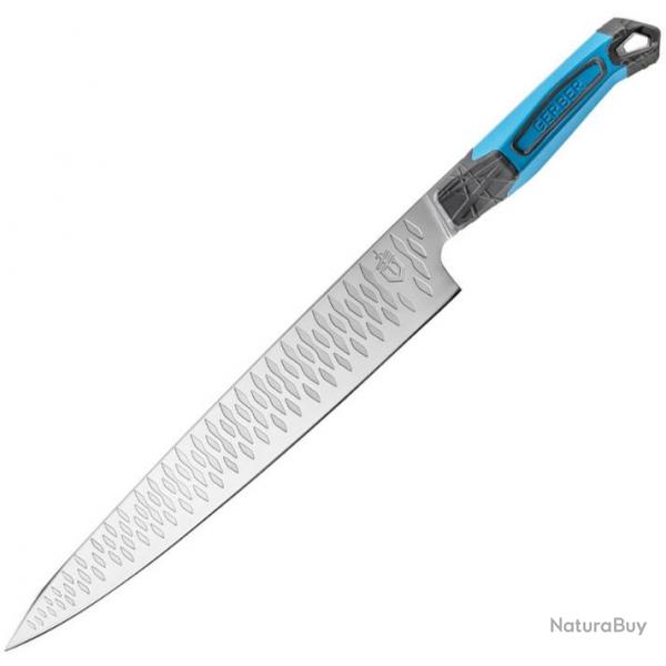 Couteau de Cuisine Gerber Sengyo Chef Knife Lame Acier 9Cr18MoV Manche Rubber Etui G3866