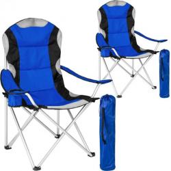 Lot de 2 chaises pliantes camping jardin avec rembourrage bleu 2208272