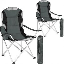 Lot de 2 chaises pliantes camping jardin avec rembourrage gris 2208273