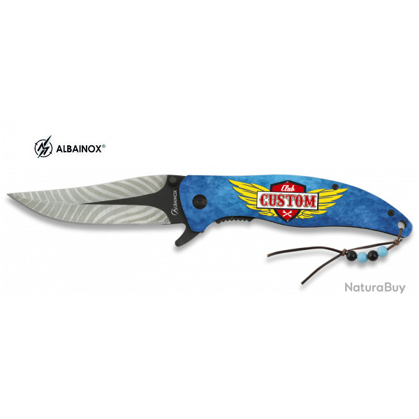 Couteau Pliant dcor Club custom 3D  Lame de 9 cm