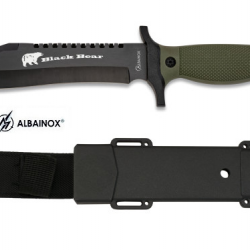 Couteau Tactical  BLACK BEAR lame droite   Noir avec étui pour ceinture