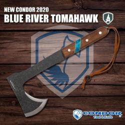 Hache Condor Blue River Tomahawk Acier Carbone 1075 Manche Noyer/Turquoise Etui Salvador CTK2826HC
