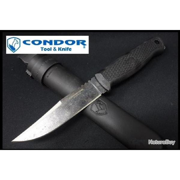 Couteau Condor Bushglider Knife Black Acier Carbone 1095 Manche & Etui Abs El Salvador CTK395042HC