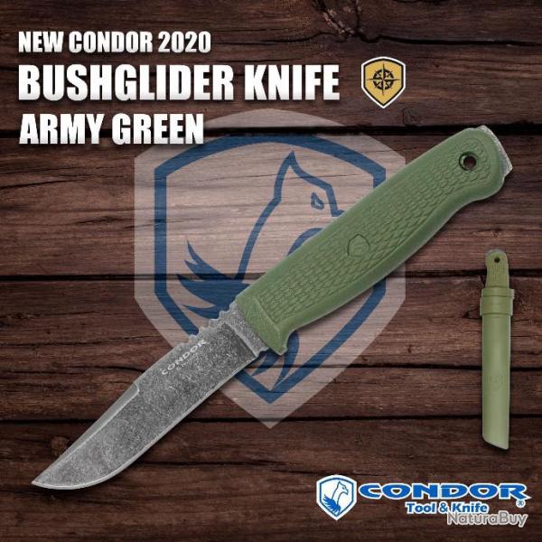 Couteau Condor Bushglider Knife Green Acier Carbone 1095 Manche & Etui Abs El Salvador CTK394942HC