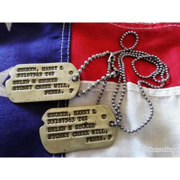 DOG TAGS US ARMY ARMEE AMERICAINE WW2