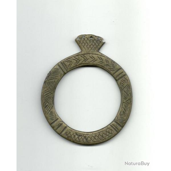 RARE PRE-COLONIAL BIJOU BRONZE ETHNIQUE TRIBAL AFRICAIN PENDENTIF DE TORSE XIXme