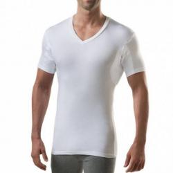 Tee Shirt Antitranspiration Homme Col V Blanc