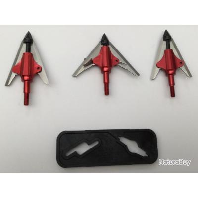 Pointes De Chasse Flèche 6 Lames - 100 Grain - Lot De 3 - Pour Arc Classique Ou Compound