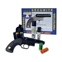 Pack Sécurité Pistolet SAPL GC27 Calibre 12/50 + 2 Aerosols Gel Poivre + 1 Holster + Munitions