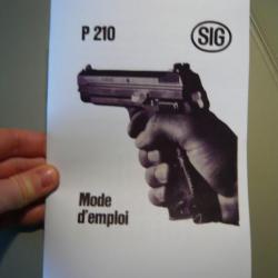 manuel mode d'emploi pour SIG SAUER P 210 P210
