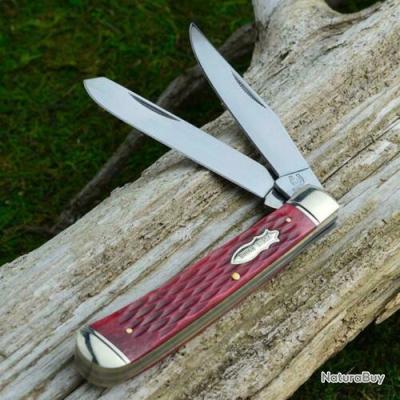 Couteau Rough Rider Trapper Bone Lames Acier 440 Manche Os RR266 ...