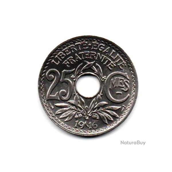RARE Monnaie France 25 centimes Lindauer 1916 Centimes Soulign ( R 1)