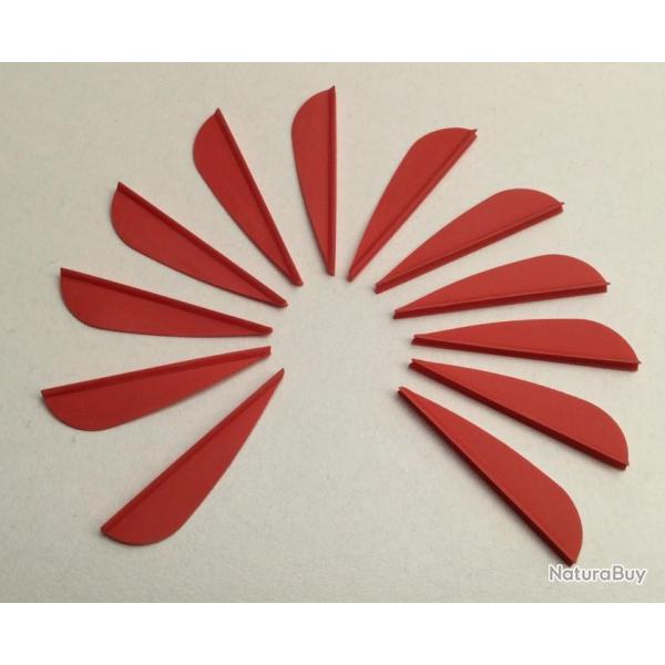 Lot de 12 plumes plastiques (vanes) AAE Elite Plastifletch EP16 1.75 pouces (4.44cm) Rouge