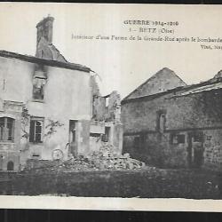 betz intérieur d'une ferme de la grande rue  après le bombardement guerre 1914-1916