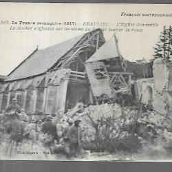 beaulieu les fontaines la france reconquise 1917, l'église dynamitée le clocher s'affaissa sur lui-m