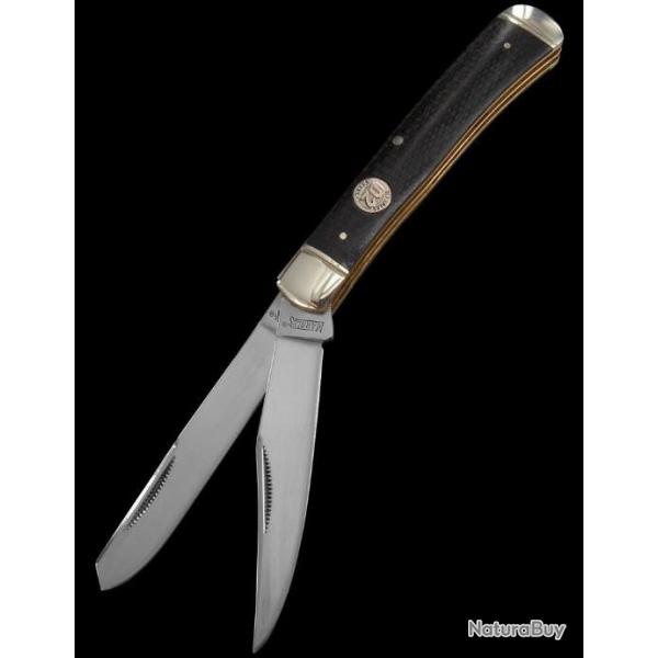 Couteau Canif Marbles Trapper 2 Lames Acier D2 Manche Micarta Black MR434