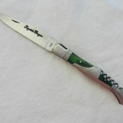 couteau Laguiole Bougna manche bois parkérisé vert et métal