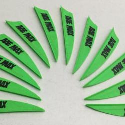 Lot de 12 plumes plastique (vanes) AAE PlastiFletch Max PM20 Shield Cut Vert avec marquage