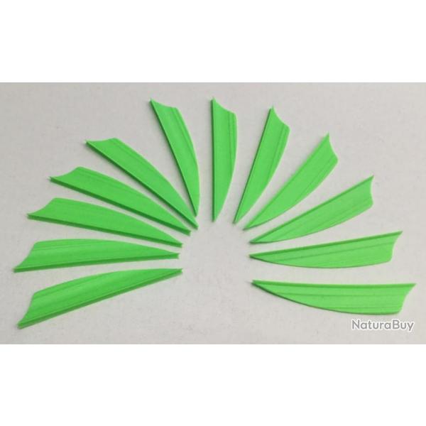 Lot de 12 plumes plastique (vanes) AAE PlastiFletch Max PM20 Shield Cut Vert sans marquage