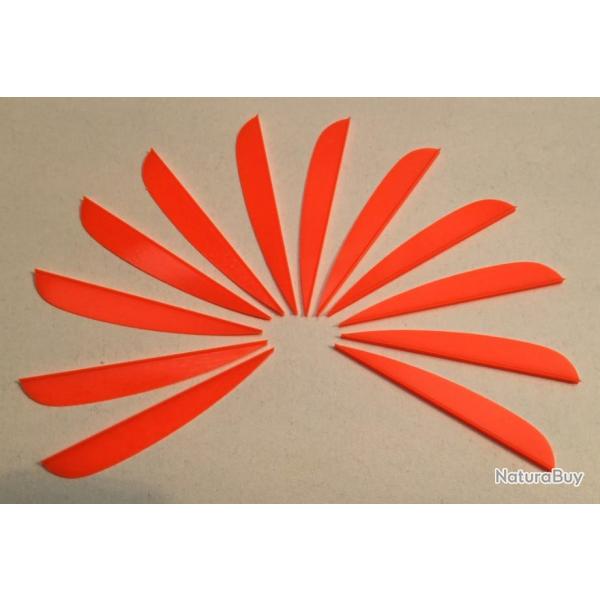 Lot de 12 plumes plastique (vanes) Flex-Fletch FFP-250 Orange Fire (Fluo Rouge)