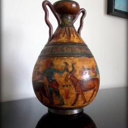 Vase, amphore en céramique Montopoli Val d' Arno-Italie-motifs égyptiens-rare! Exceptionnel!