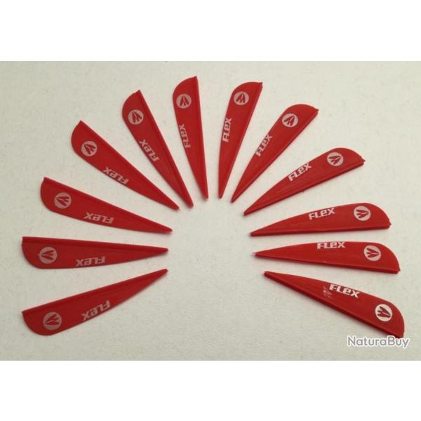 Lot de 12 plumes plastique (vanes) Flex F-43-P Rouge