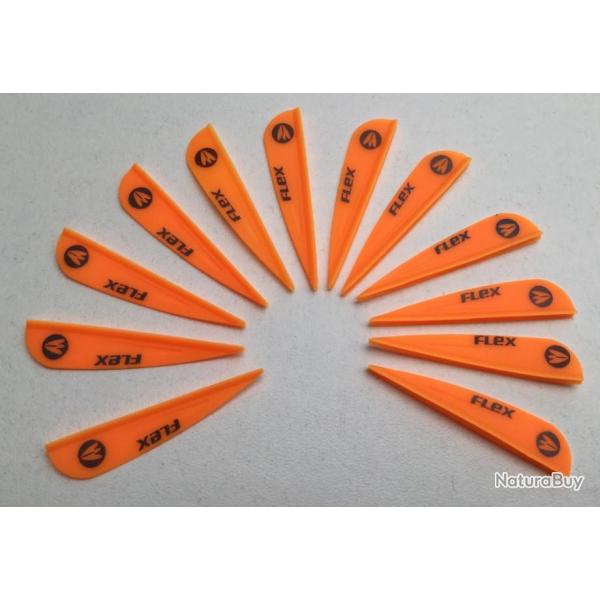 Lot de 12 plumes plastique (vanes) Flex F-43-P Orange Gold