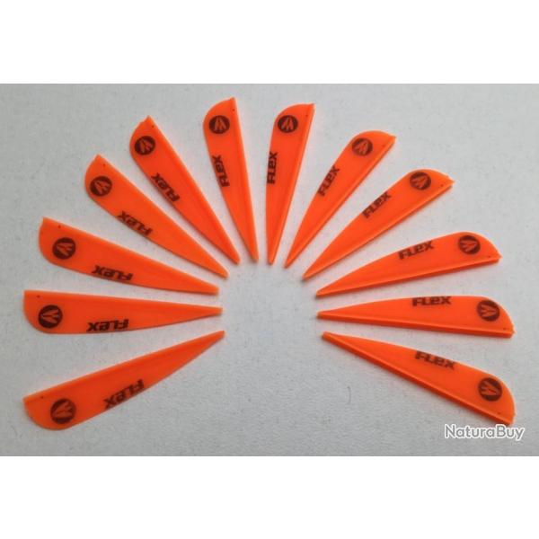 Lot de 12 plumes plastique (vanes) Flex F-43-P Orange Fire