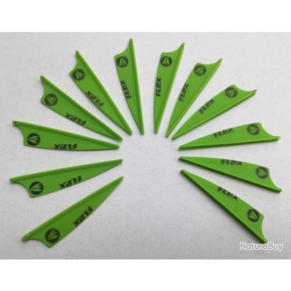 Lot de 12 plumes plastique (vanes) Flex F-43-S Vert Clair