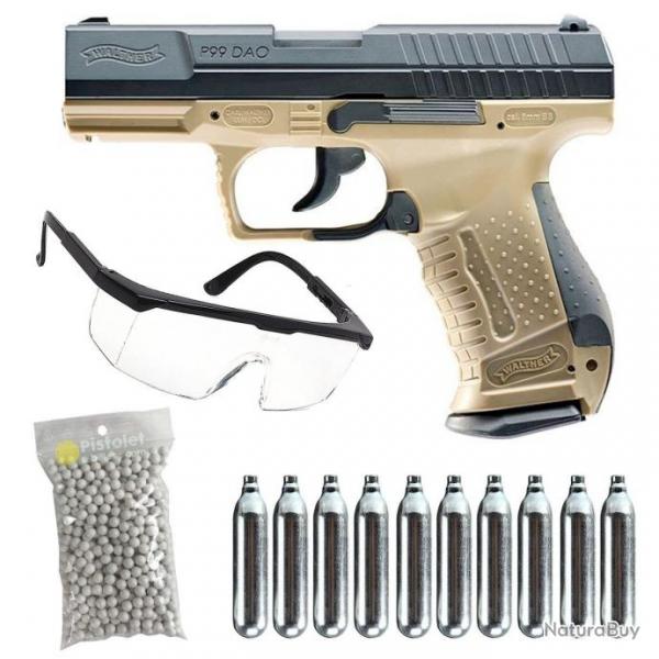 Pack airsoft P99 DAO TAN C02 Walther Umarex "Ready"