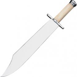 Couteau Texas Bowie Manche en Os Lisse Lame en acier au Carbone avec Etui en Cuir WD40026607